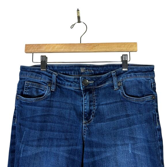 Kut from the Kloth Straight Leg Jeans Womens 12 Dark Wash Stretch Distressed - Picture 2 of 6